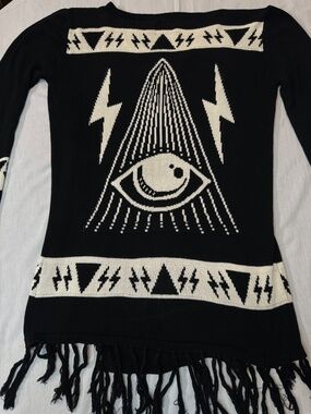RARE UNIF Psychic Poncho Fringe Size Large Cardigan